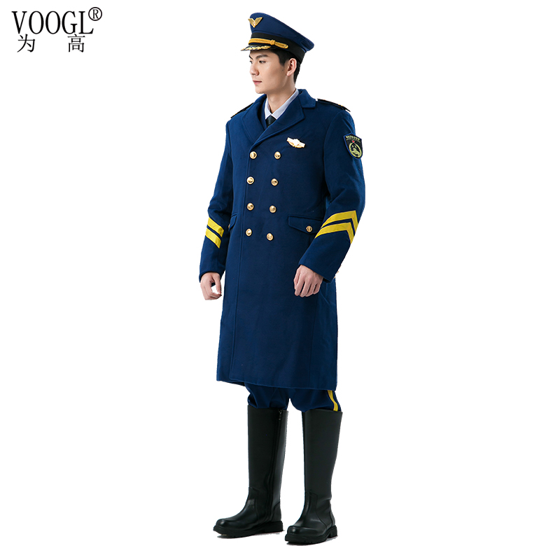 蓝色大衣保安制服