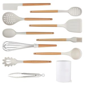 10PCS Silicone and Wooden Handles Kitchen Set Food Grade Silicone Kitchenware