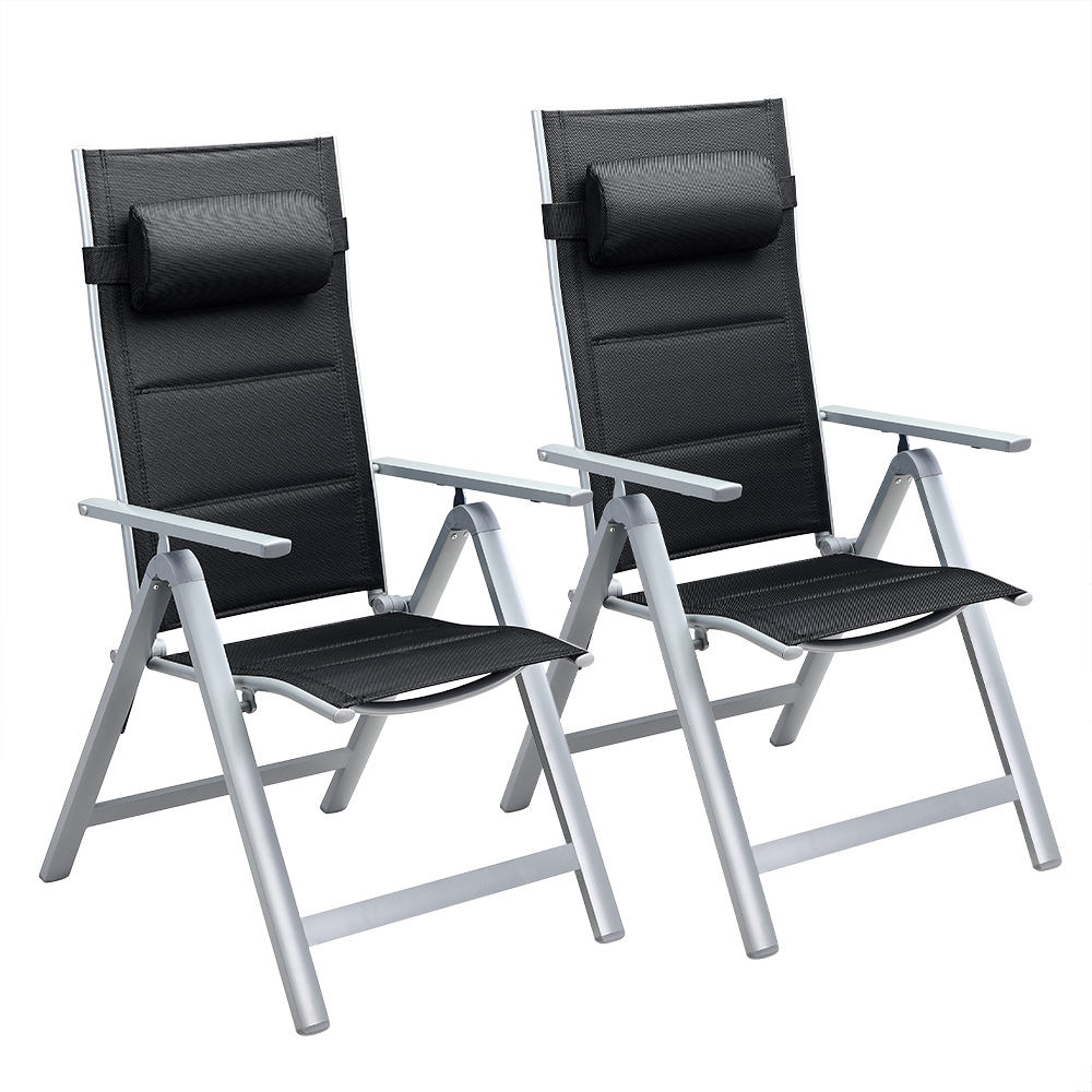 2PCS/Set positioned Aluminum Outdoor Garden Furniture Ajustable Seat Beach lounger Patio Collapsible Chair with headrest