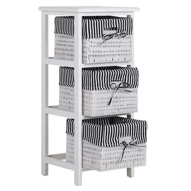 New trend 3 Drawers living room furniture Wooden Cabinet Freestanding Narrow Bathroom Corner Rattan Woven Storage Drawers