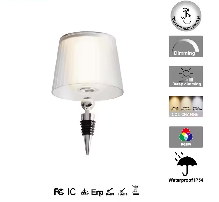 Rechargeable Wine Bottle Lamp Detachable Rotating Magnetic Head Bar Restaurant Table Lamp IP54