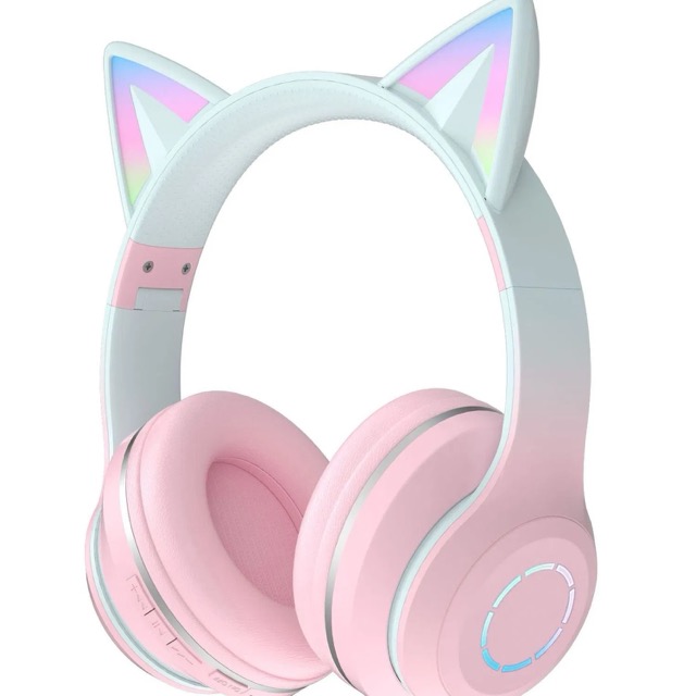 Macaron Fade Color Cat Ear Light up Headset Wireless Bluetooth Headset