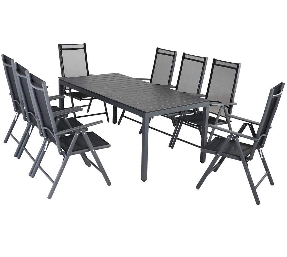 8+1 dining table and chairs outdoor dinning set Seating Set with WPC Table top - Silver/Anthracite
