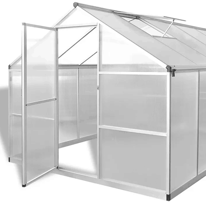 Aluminium Garden Greenhouse 7 rooms with Steel Base rustproof and Roof Ventilation Windows