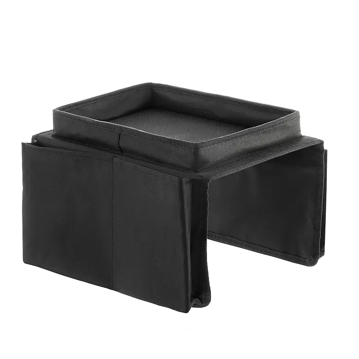 Sofa tray with remote control organizer
