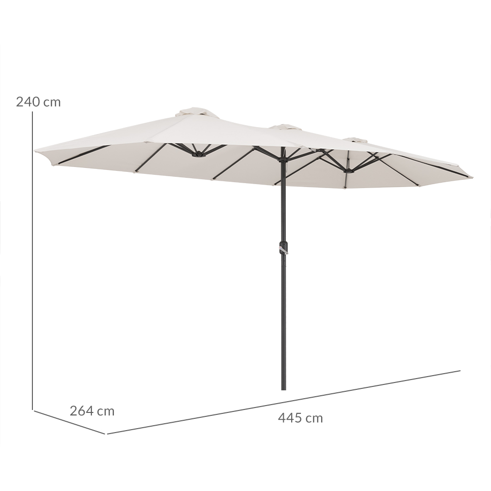 2.4M Anti UV Straight Pole Outdoor Double Canopy Garden Parasol Waterproof Sun Shade Patio Umbrella