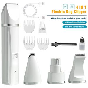 Dogs Hair Clippers Grooming Kit with Nail Grinder, 4 in 1 Cordless Electric Trimmer Low Noise USB