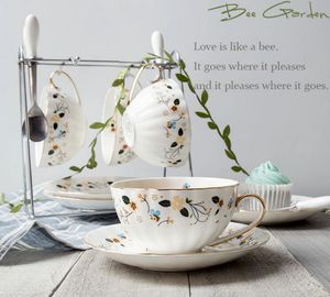 European and American Pastoral Style Ceramic Tea and Saucer Set