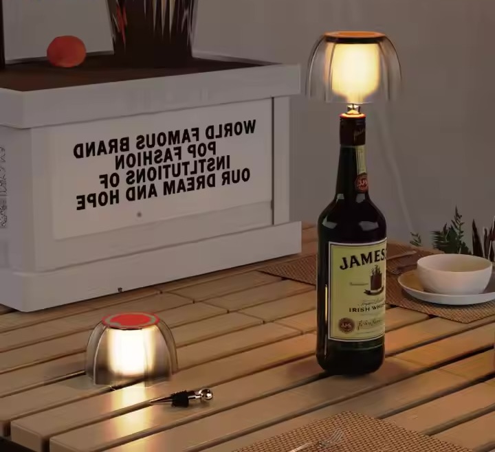 Rechargeable Wine Bottle Lamp Transparent Lampshade 360 Degree Detachable Rotating Head Bar Ambient Table Lamp Waterproof IP54