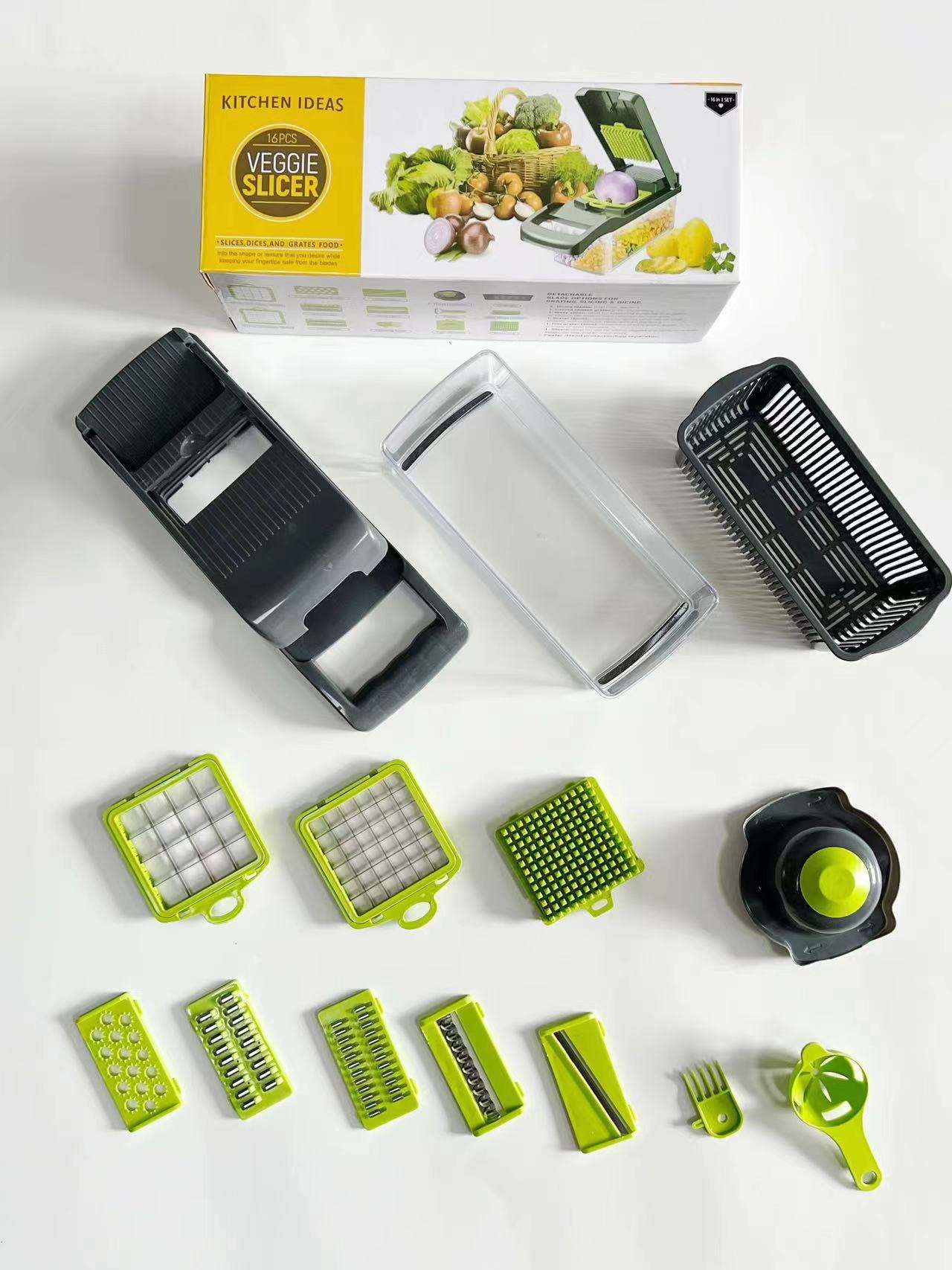 16 in 1 Hand Multifunctional Fullstar Veggie Onion Cutter Mandoline Fruits Slicer Potato Peeler Manual Vegetable Chopper