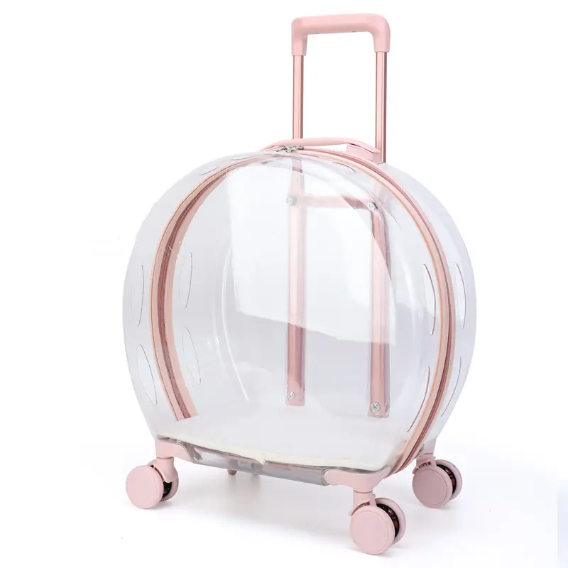 Large capacity transparent outdoor backpack Pet trolley case dog Pet Carrier bag with wheels