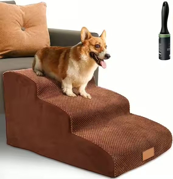 3 layers Soft step non-slip machine washable sponage Pet Stairs with pet Sticky roller