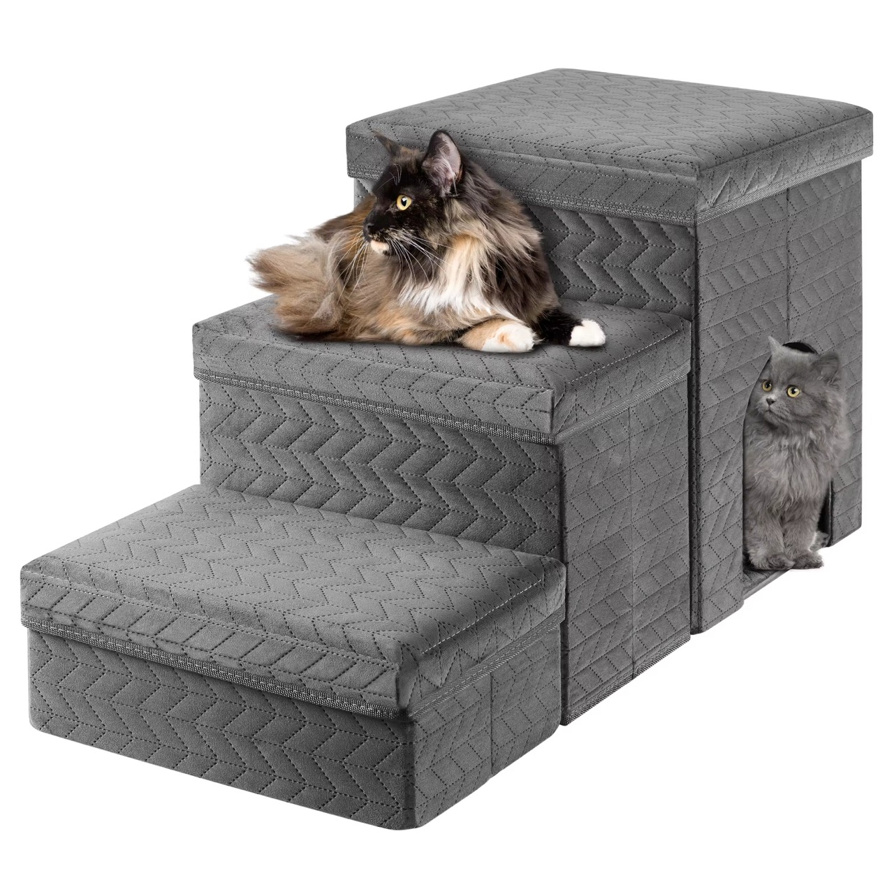 Hot Selling Foldable Pet Furniture Non-slip with Storage Box 3 Step Pet Stairs Ramp for Small Dogs and Cats