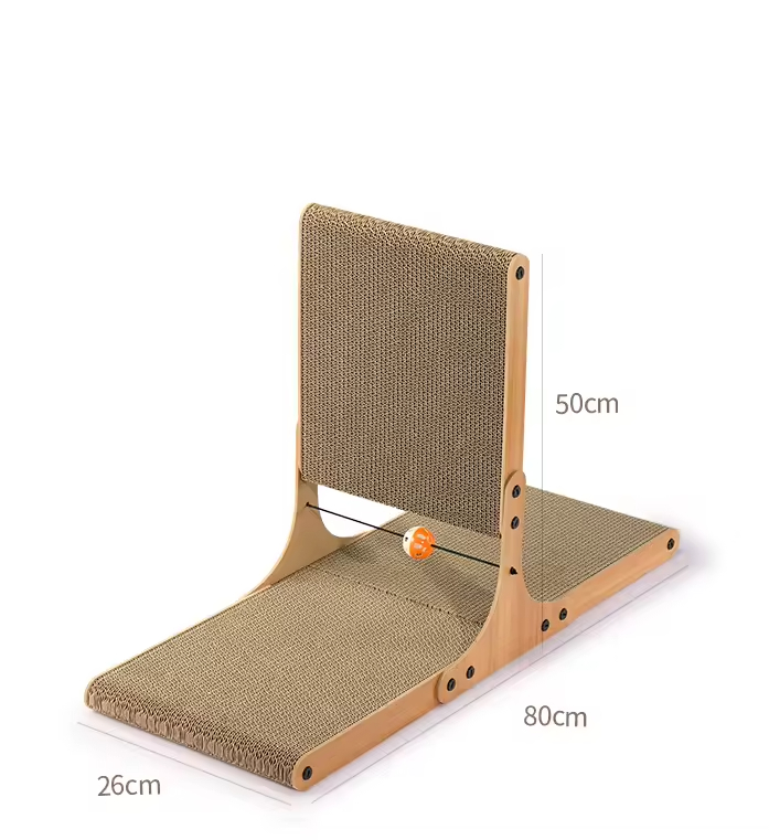 Large Indoor Cat Scratcher 23.6x16.9x9.6 Inch Double-Sided Cat Furniture Cardboard Ball Toy T-Shaped Cat Tree Protector
