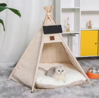 Fashionable Foldable Cat and Dog House Canvas Tent With Washable Cushion Washable Cat Indoor Furniture Bed