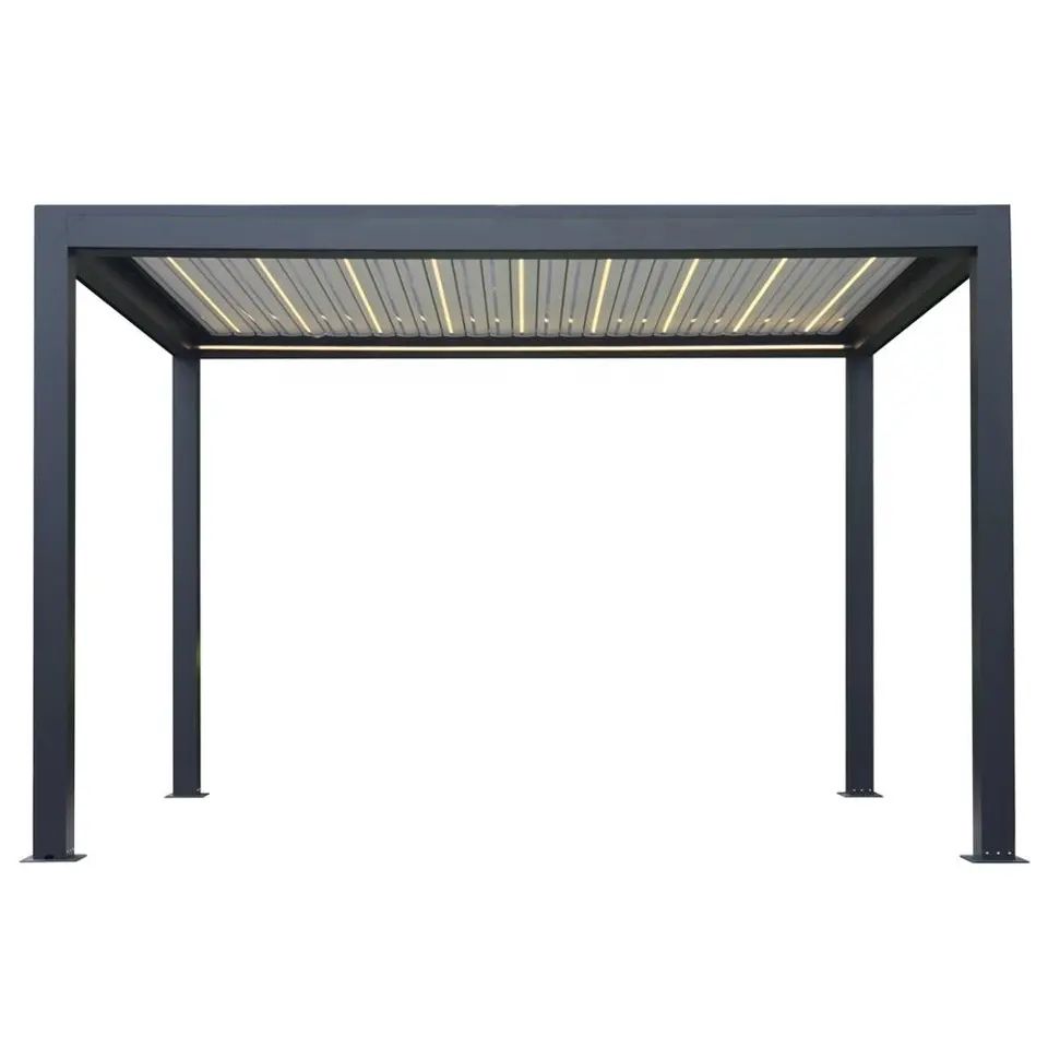 Outdoor pergola 3 x 4 m Waterproof gazebo with Slat Roof Aluminium / Steel Patio Canopy Black pavilion