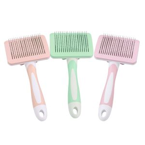 Pet Groom Comb with Self Clean Button with Masaging Bead on Tips