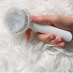 Pet Tangles and Knot Hair Removal with Self Cleaning Button Cat Comb