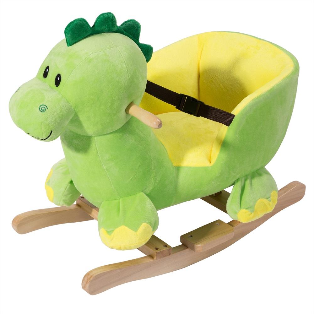 Rocking animal Dinosaur for Children from age 1, with Music and Safety Belt Anti-slip and Wooden Handles