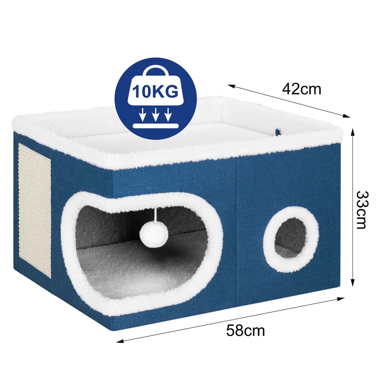 Easy Assembly Foldable Pet Cave with Toy Ball for Kittens and Small Cats Cat House Condo