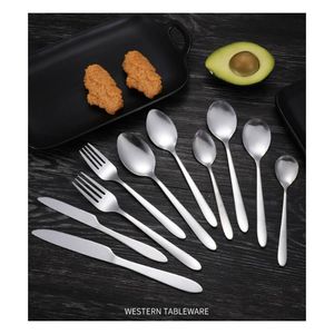 Stainless Steel Cutlery Set Titanium Plated Matte Black Western Steak Knife Fork Spoon Flatware