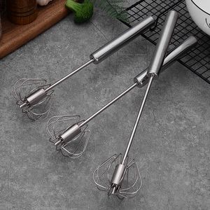 Stainless Steel Semi-Automatic Hand-Press Rotary Egg Beater Whisk