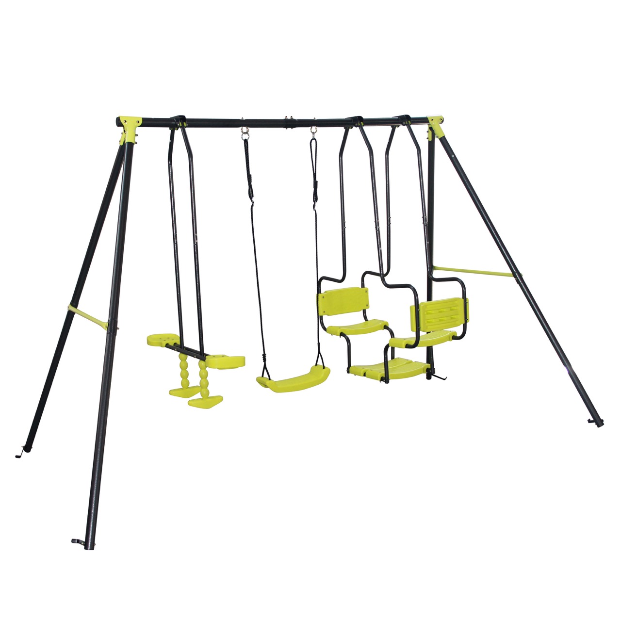 Children's garden swing set with 5 seats Metal frame outdoor playground