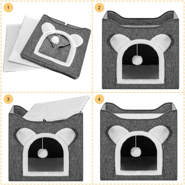 2025 New trend Pet Condo With Scratcher Foldable Pet Shelter Indoor Cat Bed House Cat Beds Cave Cat Cave Beds