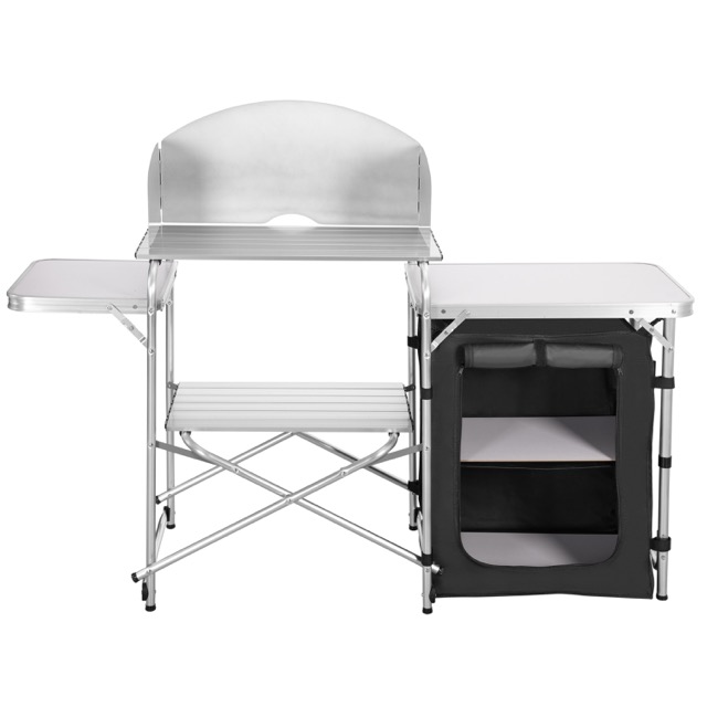 Foldable Aluminum Camping Kitchen Table Folding Camping Cupboard Camping Kitchen Table with Storage Box