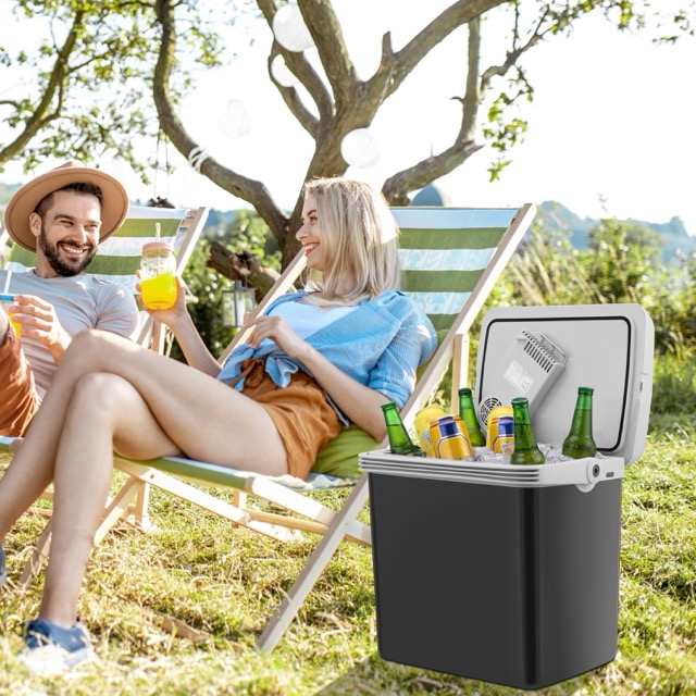 25L 32L 12V Mini Portable Cool Warm Car Fridge With Handle USB Mini Vichel Freezer Electric Refrigerator Camping Outdoor Truck
