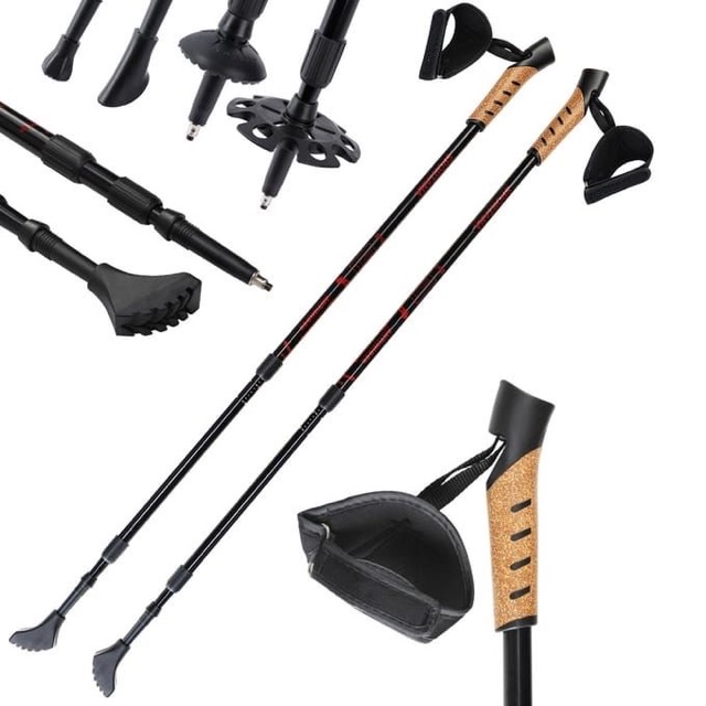 2pcs/set 3-section adjustable Telescopic 68-135cm alpenstock Hiking Stick trekking hiking walking pole