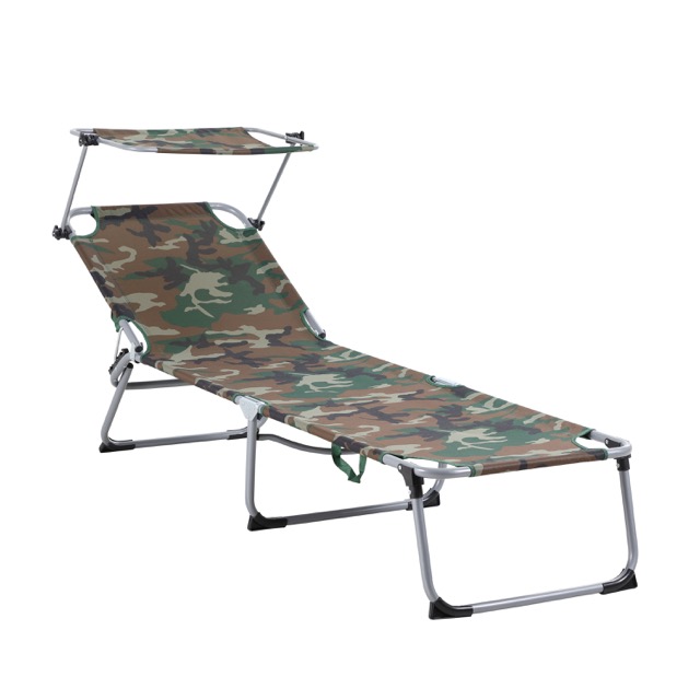 3 Positions Outdoor beach yard pool Foldable Chaise Lounge Chair Bed with sunshade