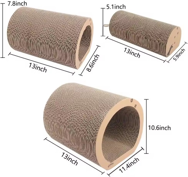 3-in-1 3 Tube 13 X 12 X 11 Inch Kitty Scratcher Cardboard Reversible Cat Scratching Pad Lounge Cat Tree Scratcher