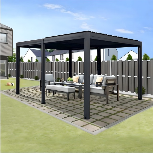 4*3M Manual Modern Patio Waterproof Bioclimatica Aluminium Pergola Louver Roof Kit Outdoor Louvered Pergola pavilion