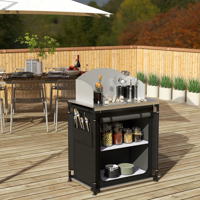 Foldable Aluminum Easy-to-carry Cooking Table Folding Camping Cupboard Camping Outdoor Kitchen Table With Storage Box