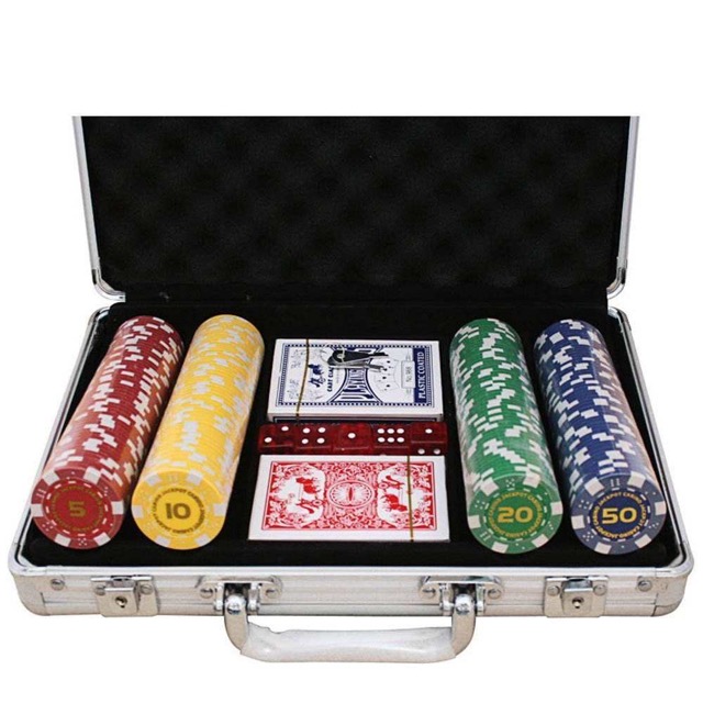 300pcs sticker poker chip set with aluminium Case