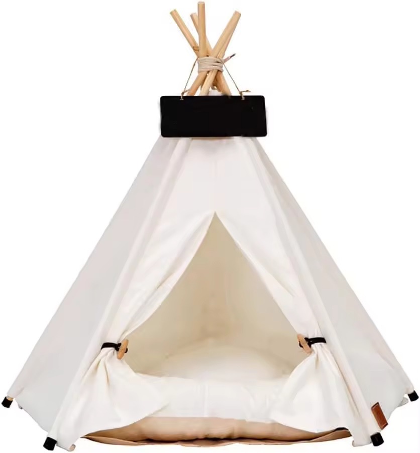 Washable Soft Cushion Canvas Tent for Pets Foldable Indoor Cat Dog House Pet Bed