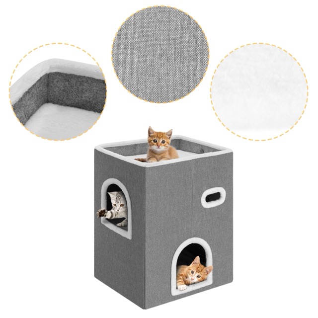 Hot selling Foldable Hideaway Vertical 3-layer Kitty Condo Foldable Comfort Wool Pet Cave Cube Durable Cat House