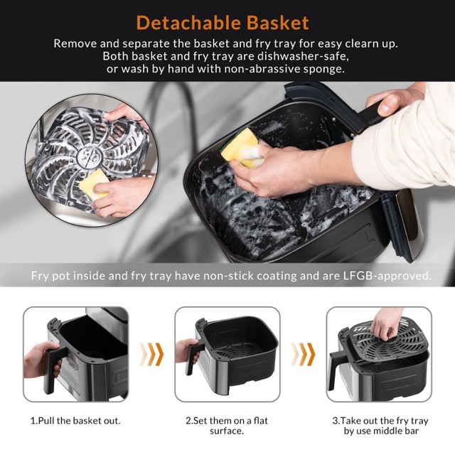 New Electric Home Appliances 1800W 8L Kitchen large capacity square air fryer oven with touch screen