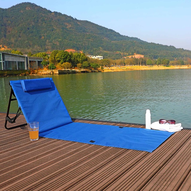 Portable Foldable Plastic Beach Reclining Lounger for Outdoor Dining Camping Fishing Beach Use