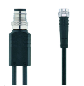 Y型分離器, M12 公頭, 4針腳, 帶 電纜 出線, M8 母頭, 直型, 3針腳