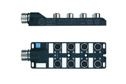 I/O-分線盒, M12, 被動(dòng), 8 ports, 4+PE針腳, 前端連接, M23 公頭, 19針腳