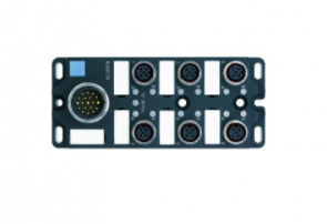 I/O-分線盒, M12, 被動(dòng), 6 ports, 3+PE針腳, 頂端 連接, M23 公頭, 12針腳