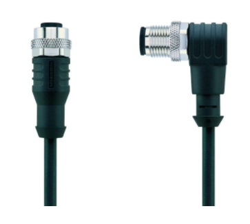 M12 母頭, 直型, M12 公頭, 彎型, CANopen/DeviceNet, 5針腳, A-編碼