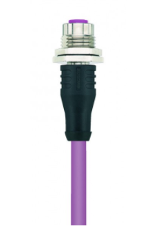 法蘭 延長電纜, M12 母頭, 直型, Profibus, 5針腳, B-編碼, 后面板安裝, 屏蔽