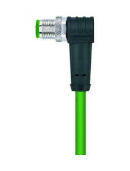 M12 公頭, 彎型, 工業(yè)以太網(wǎng), 100 MBit/s, 4針腳, D-編碼, 屏蔽