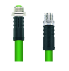 法蘭 連接電纜, M12 母頭, 直型, M12 公頭, 直型, 工業(yè)以太網(wǎng), 8針腳, X-編碼, 屏蔽