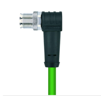 M12 公頭, 彎型, 工業(yè)以太網(wǎng), 10 GBit/s, 8針腳, X-編碼, 屏蔽