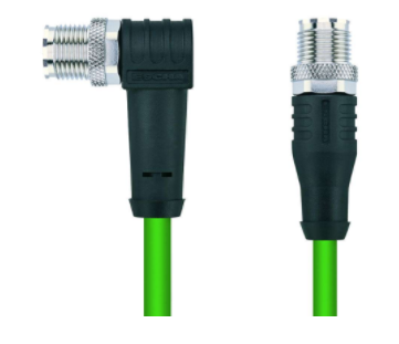 M12 公頭, 彎型, M12 公頭, 直型, 工業(yè)以太網(wǎng), 10 GBit/s, 8針腳, X-編碼, 屏蔽
