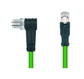 M12 公頭, 彎型, X-編碼, RJ45 公頭, 直型, 工業(yè)以太網(wǎng), 10 GBit/s, 8針腳, 屏蔽
